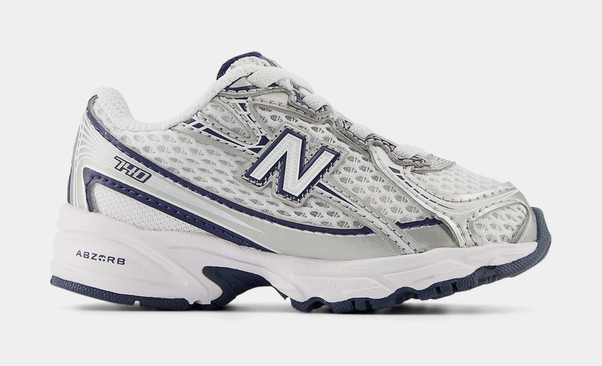 740 Bungee Lace Infant Toddler Lifestyle Shoes (White/Navy)