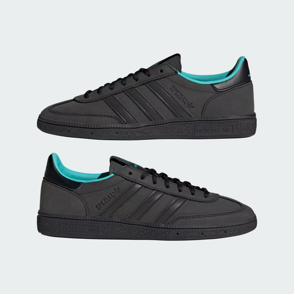 KJ1195 Mercedes AMG adidas Handball Spezial Core Black Semi Mint Rush (Men's)