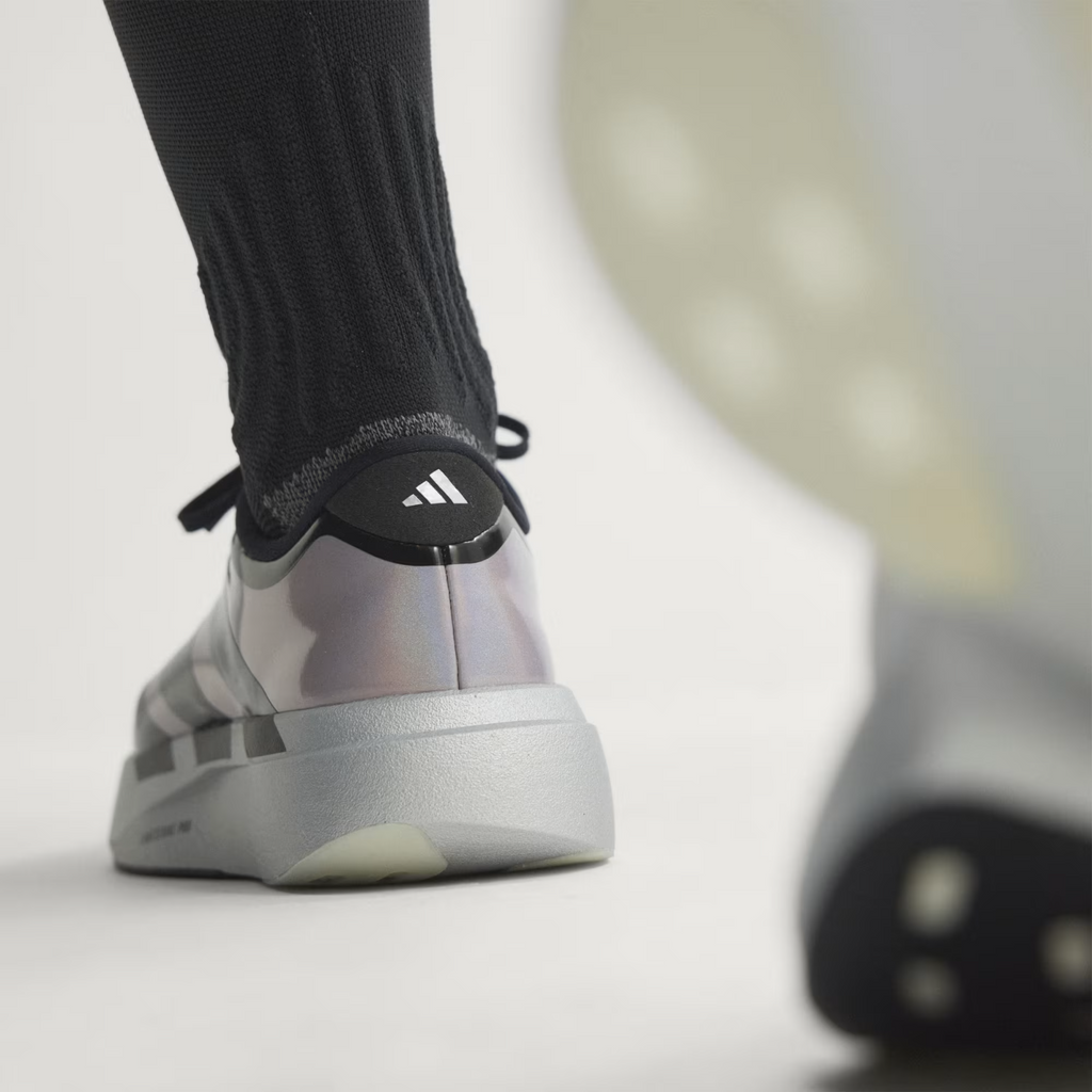 KH7788 adidas Adizero Evo SL Zip "Silver Metallic/Black" (Women's)