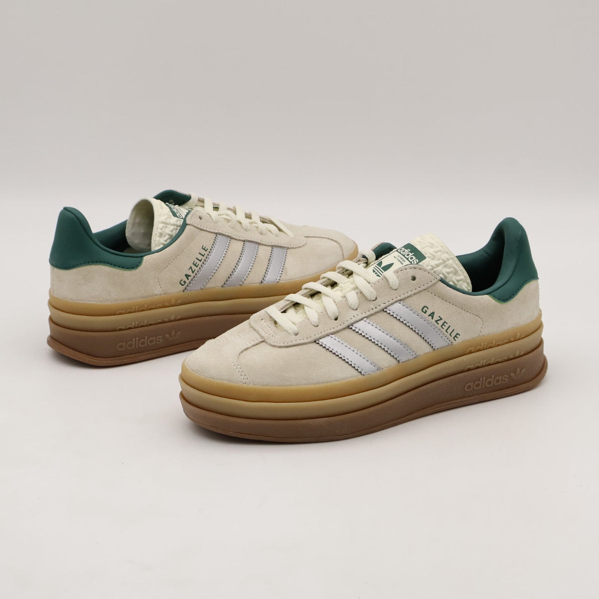 JI0328 adidas Originals Gazelle Bold Off White Silver Metallic College (Women's)