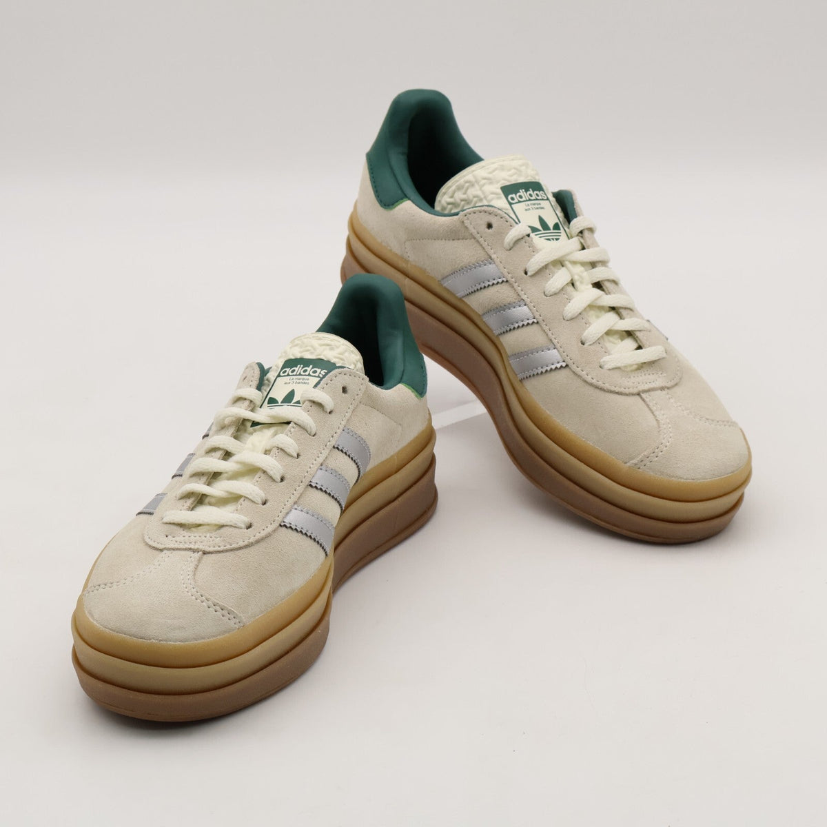 JI0328 adidas Originals Gazelle Bold Off White Silver Metallic College (Women's)