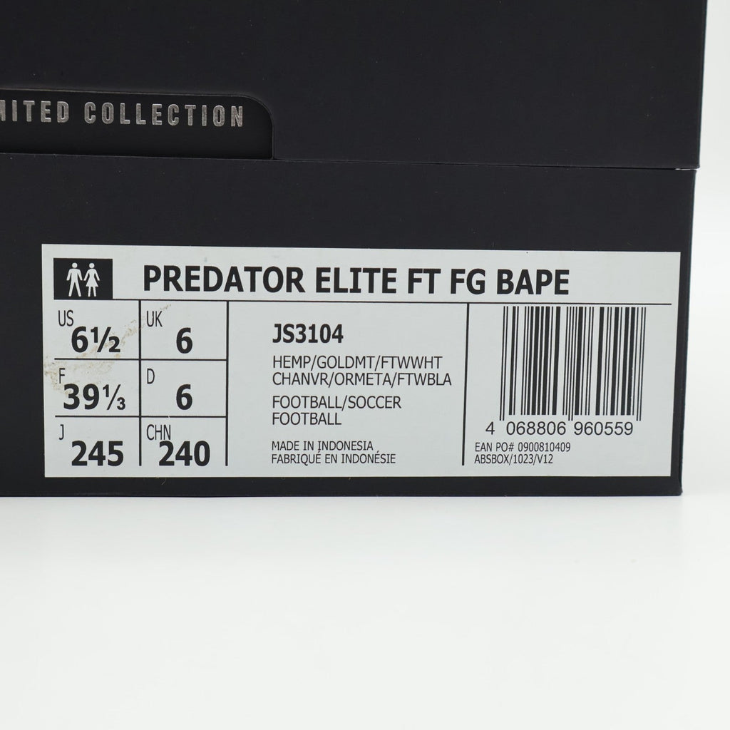 JS3104 A BATHING APE adidas Predator Elite FG Hemp Gold Metallic Cloud (Men's)