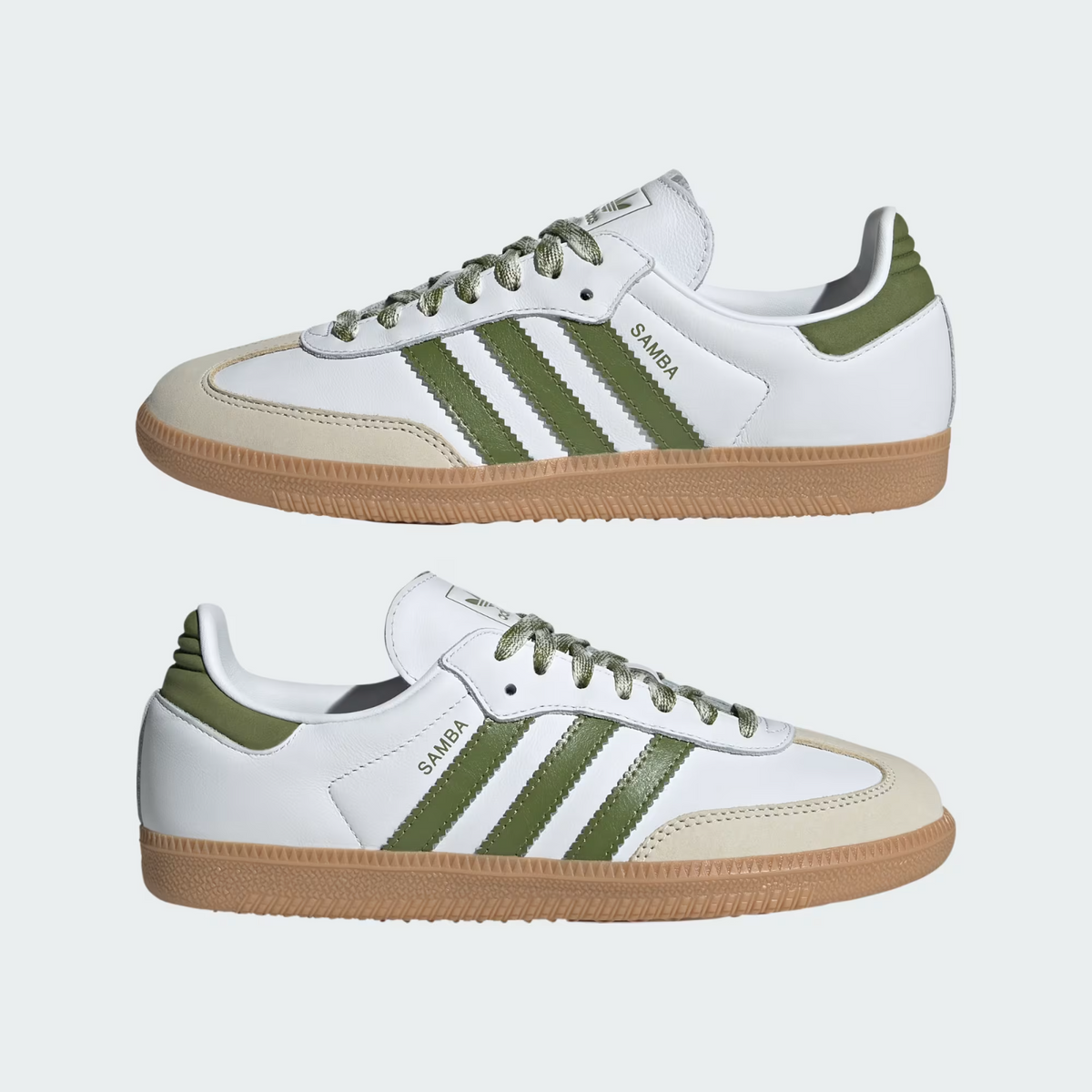 JS1352 adidas Originals Samba OG Foot Wear White Tech Olive Gum (Men's)