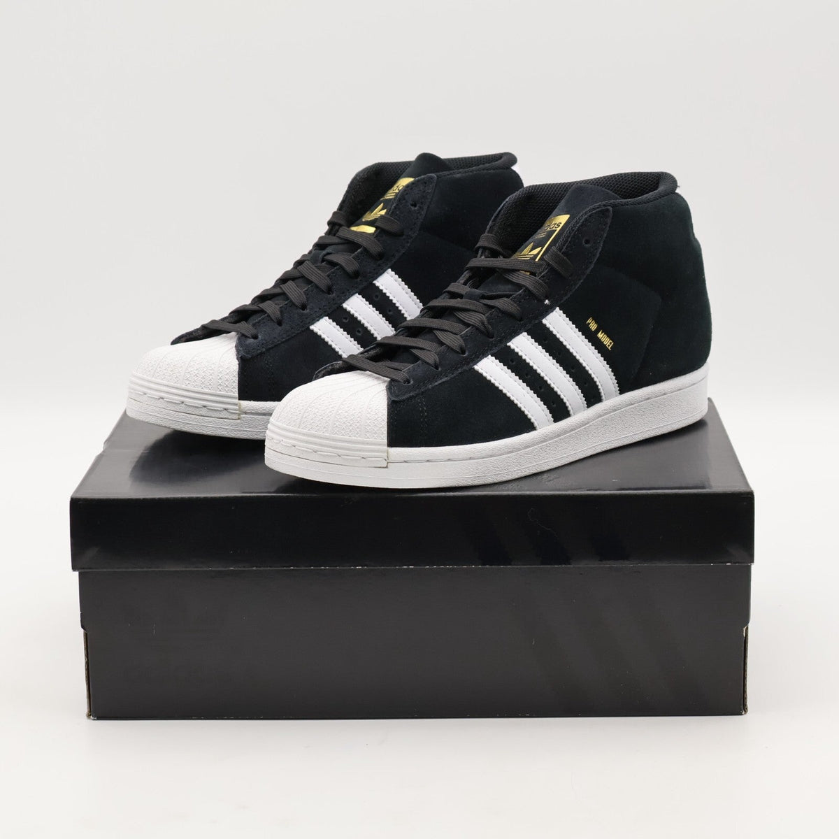 JH8146 adidas Originals Pro Model Mid Core Black Cloud White Gold (Men's)