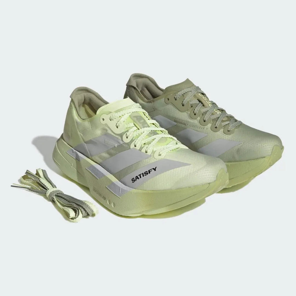 KH8441 Satisfy Ã adidas Adizero Adios Pro 4 "Tent Green/Matte Silver"