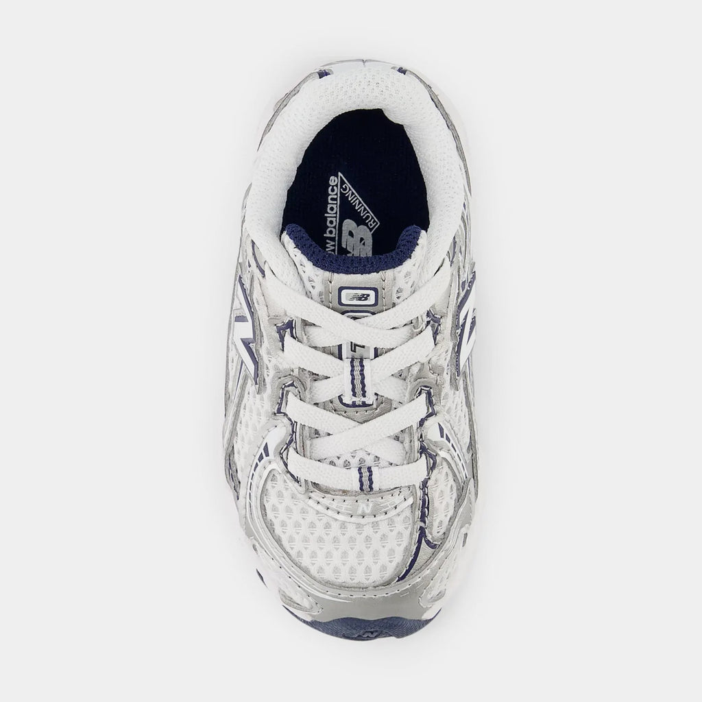 740 Bungee Lace Infant Toddler Lifestyle Shoes (White/Navy)