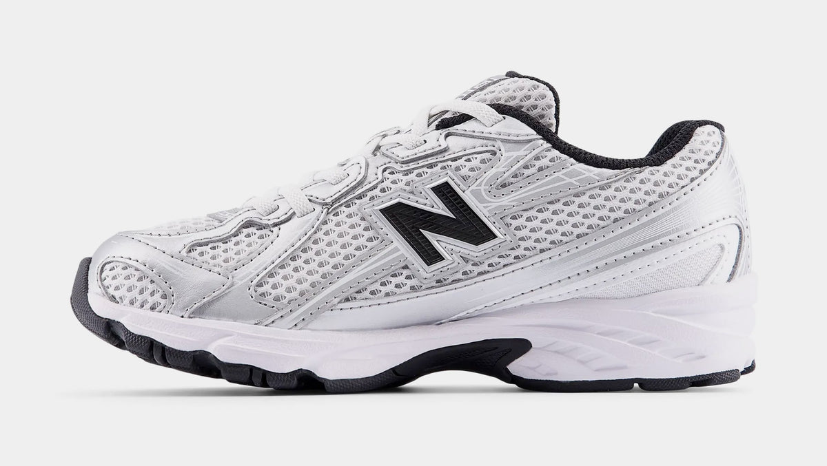 740 Bungee Lace Preschool Lifestyle Shoes (Silver Metallic/Black)